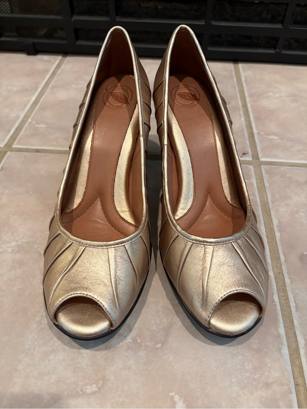 Nurture by Lamaze Metallic Gold Peep-Toe Heels